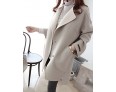 Women's Casual/Daily Simple CoatSolid Round Neck Long Sleeve Winter Gray Wool Thick