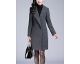 Women's Party/Cocktail / Plus Size Street chic Pea Coats,Solid Shirt Collar Long Sleeve Winter Gray Faux Fur / Cotton Thick