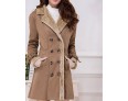 Women's Plus Size Simple Fur Coat,Solid Shirt Collar Long Sleeve Winter Brown Wool Thick