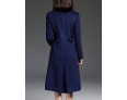 Women's Going out CoatSolid Notch Lapel Long Sleeve Fall / Winter Blue Wool / Polyester Thick