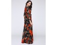 Women's Beach Trumpet/Mermaid Dress,Patchwork Stand Maxi Long Sleeve Orange Spandex Spring