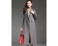 Women's Plus Size Street chic CoatPrint Notch Lapel Long Sleeve Fall / Winter Red / Black / Gray Wool / Polyester Thick