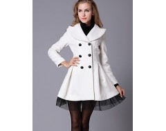 New Women Slim Fit double-breasted wool Trench Coat Casual Outwear