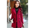 Women's Vintage Coat,Solid Shirt Collar Long Sleeve Winter Blue / Red / Yellow Wool / Cotton / Others Thick