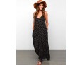 Women's Beach Boho Loose Dress,Polka Dot Strap Maxi Sleeveless Black Rayon Summer Low Rise Inelastic Opaque