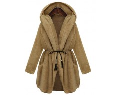 Women's Plus Size Simple Coat,Solid Hooded Long Sleeve Winter White / Brown / Green Nylon Thick