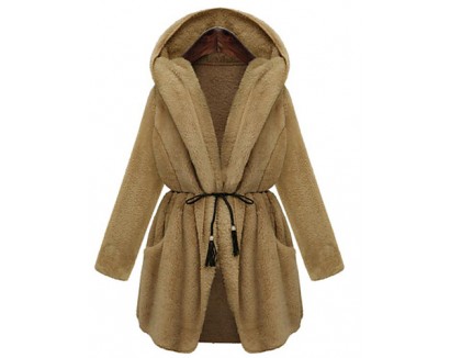 Women's Plus Size Simple Coat,Solid Hooded Long Sleeve Winter White / Brown / Green Nylon Thick