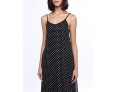 Women's Beach Boho Loose Dress,Polka Dot Strap Maxi Sleeveless Black Rayon Summer Low Rise Inelastic Opaque