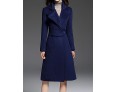 Women's Going out CoatSolid Notch Lapel Long Sleeve Fall / Winter Blue Wool / Polyester Thick