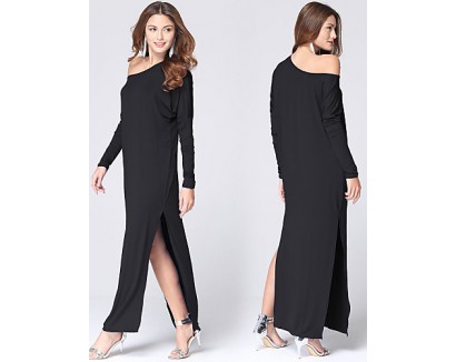 Women's Fashion Casual / Beach Slash Neck Loose Maxi Dress