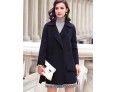 Women's Going out Street chic CoatSolid Notch Lapel Long Sleeve Fall / Winter Blue / Yellow Wool / Polyester Thick