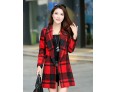 Women's Casual/Daily Simple Coat,Print Shirt Collar Long Sleeve Winter Blue / Red / Black Acrylic Thick