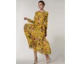 Women's Casual/Daily Swing Dress,Floral Crew Neck Maxi Long Sleeve Red / Yellow Polyester Spring