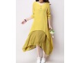 Women's Casual / Day Solid Loose / Swing Dress ,False Two Literature and ArtV Neck Maxi Cotton / Linen