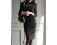 Women's Going out / Work Sophisticated Sheath / Lace / Black and White Dress,Solid Stand Knee-length Long Sleeve White / BlackCotton /