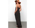 Women's Beach Boho Loose Dress,Polka Dot Strap Maxi Sleeveless Black Rayon Summer Low Rise Inelastic Opaque