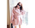 Women's Casual/Daily Simple Coat,Solid Shirt Collar Long Sleeve Winter Pink / Gray Wool Thick