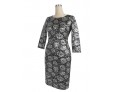 Women's Party/Cocktail Plus Size Dress,Floral Round Neck Knee-length ? Length Sleeve Black Cotton / Polyester All Seasons