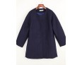 Women's Casual/Daily Simple Coat,Solid Round Neck Long Sleeve Fall / Winter Blue / White Wool Thick