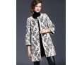 Women‘s Going out Sophisticated CoatFloral Round Neck Long Sleeve Winter White