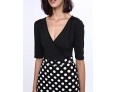 Women's Casual/Daily Plus Size Dress,Solid / Polka Dot V Neck Knee-length ? Length Sleeve Black Polyester Fall