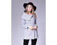 Women's Casual/Daily Street chic CoatSolid Shirt Collar Long Sleeve Fall / Winter Black / Gray Wool Medium