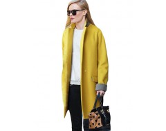 Women's Casual/Daily Simple Coat,Solid Stand Long Sleeve Winter Blue / Yellow Others Thick