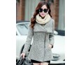 Women's Casual/Daily Simple Coat,Print Shirt Collar Long Sleeve Winter Red / Gray Wool Thick