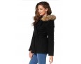 Women's Casual/Daily Vintage Coat,Solid Hooded Long Sleeve Winter Black Rayon Opaque