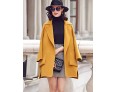 Women's Going out Street chic CoatSolid Notch Lapel Long Sleeve Fall / Winter Blue / Yellow Wool / Polyester Thick