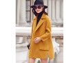 Women's Going out Street chic CoatSolid Notch Lapel Long Sleeve Fall / Winter Blue / Yellow Wool / Polyester Thick