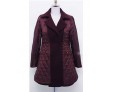 Women's Solid Red / Black Coat , Casual / Plus Sizes Long Sleeve Tweed