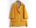 Women's Going out Street chic CoatSolid Notch Lapel Long Sleeve Fall / Winter Blue / Yellow Wool / Polyester Thick