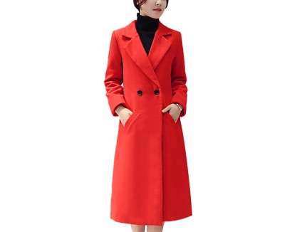 Fall Winter Going out Casual Women's Coat Solid Color Suit Collar Long Sleeve Long Section Maone Overcoat More Colors