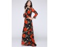 Women's Beach Trumpet/Mermaid Dress,Patchwork Stand Maxi Long Sleeve Orange Spandex Spring