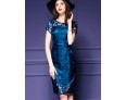 Women's Vintage Print Plus Size / Sheath Dress,Round Neck Knee-length Polyester