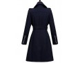 Women's Formal Simple Coat,Solid Shirt Collar Long Sleeve Winter Blue / Black Wool Thick