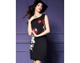 Women's Party/Cocktail Street chic Shift Dress,Jacquard Round Neck Above Knee Sleeveless Multi-color Polyester Summer