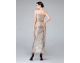 Women's Sexy Sequins Gold Strapless Maxi Dress