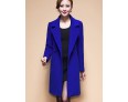 Women's Coat,Solid / Patchwork Peaked Lapel Long Sleeve Winter Blue / Black / Yellow Wool / Others Thick