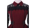 Women's Patchwork Red / Gray Lace Hin Thin Slim Temperament Dress , Work / Plus Sizes Shirt Collar Long Sleeve