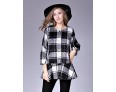 Women's Casual/Daily Street chic CoatPlaid Round Neck Long Sleeve Fall / Winter Red / Black / Green Wool Medium