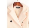 Women's Casual/Daily Simple Coat,Solid Notch Lapel Long Sleeve Fall Beige Wool Medium