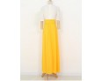 Women's Fashion Round Neck Print Color Block Swing Maxi Dress