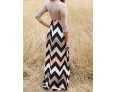 Women's Beach Loose Dress,Striped / Print Round Neck Maxi Long Sleeve Gray / Green Cotton Fall