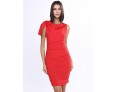 Women's Work Simple Bodycon Dress,Solid Round Neck Knee-length Short Sleeve Blue / Red / White / Black Polyester Summer