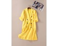 Boutique S Going out / Daily /Street chic / SophisticatedCoat,Solid Peaked Lapel Long Sleeve Winter Yellow