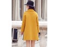 Women's Going out Street chic CoatSolid Notch Lapel Long Sleeve Fall / Winter Blue / Yellow Wool / Polyester Thick