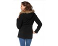 Women's Casual/Daily Vintage Coat,Solid Hooded Long Sleeve Winter Black Rayon Opaque