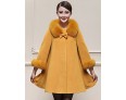 Women's Plus Size / Casual/Daily Simple Coat,Solid Round Neck Long Sleeve Winter Blue / Yellow Wool / Faux Fur Thick